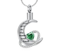 ZEZILE Gioielli di cremazione per le ceneri Ti amo fino alla luna e all'urna Collana Keepsake Birthstone Pendente Regali commemorativi per le donne