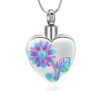 ZEZILE Girasoli Cremazione Gioielli Cuore Urna Collana per Ceneri In Acciaio Inox Memorical AshPendant Keepsakes Gioielli per Uomo Donna