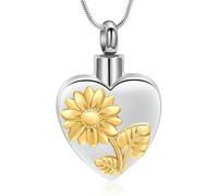 ZEZILE Girasoli Cremazione Gioielli Cuore Urna Collana per Ceneri In Acciaio Inox Memorical AshPendant Keepsakes Gioielli per Uomo Donna