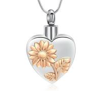 ZEZILE Girasoli Cremazione Gioielli Cuore Urna Collana per Ceneri In Acciaio Inox Memorical AshPendant Keepsakes Gioielli per Uomo Donna