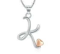 ZEZILE Lettera iniziale urna cenere collana per le donne cremazione gioielli piccolo cuore urna medaglione ciondolo memorial ceneri gioielli