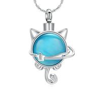 ZEZILE Moonstone Cat Cremation Jewelry Pet Urn Collana per ceneri Ciondolo in acciaio inossidabile Keepsake Memorial Gift per le donne Ragazze