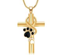 ZEZILE Paw Print Cremation Jewelry Croce Urna Collana per Ceneri In Acciaio Inox Ceneri Pendente Keepsake Memorial Jewelry per Ceneri di Animali Domestici