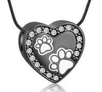 ZEZILE Paw Print Cremation Urn Collana per ceneri cuore cremazione gioielli in acciaio inox Keepsake Memorial Ashes Pendant per uomo donna