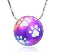 ZEZILE Paw Print Urna Collana per Ceneri Cremazione Sferica Gioielli per Pet Dog Cat Ceneri Pendente Keepsake Memorial per Gioielli per Gli Uomini