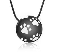 ZEZILE Paw Print Urna Collana per Ceneri Cremazione Sferica Gioielli per Pet Dog Cat Ceneri Pendente Keepsake Memorial per Gioielli per Gli Uomini