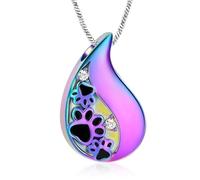 ZEZILE Pet Paw Teardrop Urna Collana per Cane Gatto Ceneri Cremazione Gioielli Ceneri Memoria Keepsake Gioielli In Acciaio Inox