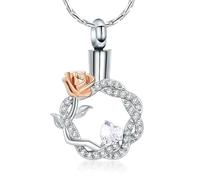 ZEZILE Rosa Fiore Urna Collana Cremazione Gioielli per Ceneri per Le Donne Ragazze Corona In Acciaio Inox Ciondolo Memorial Keepsake Regalo
