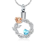 ZEZILE Rosa Fiore Urna Collana Cremazione Gioielli per Ceneri per Le Donne Ragazze Corona In Acciaio Inox Ciondolo Memorial Keepsake Regalo