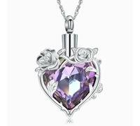 ZEZILE Rose Cremation Jewelry Cuore Crystal Urn Collana per Ceneri In Acciaio Inox Ceneri Pendente per Donne Keepsake Memorial Jewelry