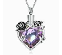 ZEZILE Rose Cremation Jewelry Cuore Crystal Urn Collana per Ceneri In Acciaio Inox Ceneri Pendente per Donne Keepsake Memorial Jewelry