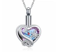 ZEZILE Tartaruga marina Cremazione Gioielli Cuore Cristallo Urna Collana per Ceneri In Acciaio Inox Keepsake Memorial Ceneri Pendente per Donne Uomini