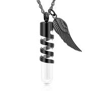 ZEZILE Tubo di vetro cilindro cremazione gioielli per ceneri in acciaio inox urna collana commemorativa gioielli portacenere pendente per uomo donna