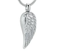 ZEZILE Urna ad ala d'angelo per gioielli di cremazione in acciaio inossidabile per ceneri di animali domestici umani Ciondolo commemorativo unisex Titolare di ceneri ricordo