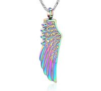 ZEZILE Urna Collana per Ceneri Angel Wing Cremazione Gioielli In Acciaio Inox Keepsake Memorial Ceneri Umane Pendente Gioielli per Uomo Donna