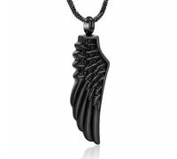 ZEZILE Urna Collana per Ceneri Angel Wing Cremazione Gioielli In Acciaio Inox Keepsake Memorial Ceneri Umane Pendente Gioielli per Uomo Donna