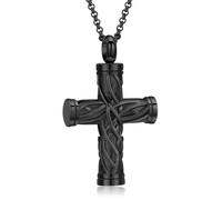 ZEZILE Urna Collana per Ceneri Croce Cremazione Gioielli Albero della Vita In Acciaio Inox Memorial Collana Keepsake Cenere Pendente per Uomo Donna
