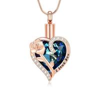 ZEZILE Urna Collana per Ceneri Cuore Cremazione Gioielli Rosafiore In Acciaio Inox Ceneri Pendente Keepsake Memorial Gioielli per Donne Uomini