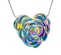 ZEZILE Urna Collana per Ceneri Cuore Rosafiore Cremazione Gioielli In Acciaio Inox Keepsake Memorial Gioielli per Le Donne Uomini Ceneri Pendente