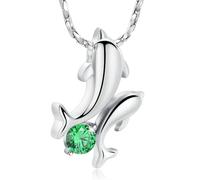 ZEZILE Urna Collana per Ceneri Delfino Cremazione Gioielli In Acciaio Inox Ceneri Pendente per Donne Uomini Cristallo Keepsake Memorial Gioielli