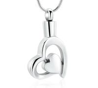 ZEZILE Urna Collana per Ceneri Doppio Cuore Cremazione Gioielli per Donne Uomini In Acciaio Inox Urna Medaglione Keepsake Memorial Ceneri Gioielli