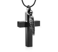 ZEZILE Urna Collana per Ceneri Filo Croce Cremazione Gioielli In Acciaio Inox Keepsake Memorial Gioielli per Uomo Donna Cenere Pendente