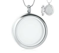 ZEZILE Urna Collana per Ceneri Foto Vetro Cremazione Gioielli In Acciaio Inox Ceneri Ciondolo di Donne Uomini Rotondo Keepsake Memorial Jewelry