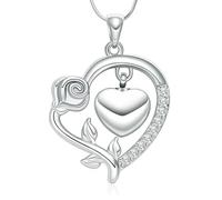 ZEZILE Urna Collana per Ceneri Rose Flower Cremation Gioielli per Ceneri Cuore Cenere Pendente per le donne Cristallo Keepsake Memorial Urna Gioielli
