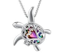 ZEZILE Urna Collana per Ceneri Tartaruga Cremazione Gioielli In Acciaio Inox Ceneri Pendente per Donne Uomini Memorial Pet Ceneri Keepsake Gioielli
