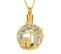 ZEZILE Urna Collane per Ceneri Albero della Vita Cremazione Gioielli Cristallo Ceneri Pendente Sorella Memorial Collana Ricordo Gioielli per Le Donne