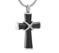 ZEZILE Urna per ceneri umane croce nera cremazione gioielli con cristallo funerale memorial ciondolo ceneri collana ricordo