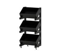 Zf9tBw5sH Scaffali portaoggetti Scaffale mobile da pavimento in legno con ruote, scaffale a 3 livelli for ufficio domestico Libreria