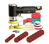 ZFE Levigatrice orbitale ad aria casuale da 1/2/3 pollici, mini levigatrice pneumatica per lavori di carrozzeria, lucidatrice ad aria ad alta velocità con 15 tamponi lucidanti, 18 carte vetrate