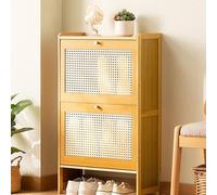 ZFFDPQQ Scarpiera in Rattan Naturale Armadietto in Rattan per Scarpe Scarpiera Chiusa Legno scarpiera con Ante in Rattan per la casa con 2/3 Cassetto Ribaltabile,Scarpiera Salvaspazio Slim