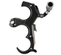 ZFFOZZ Aiuto per Il Rilascio dell'Arco 3 o 4 Dita in Lega Alluminio-Rame, Ausili per Il Rilascio di Archi Compound, Grilletto Manuale a Pollice per Accessori da Caccia con L'Arco(Black)