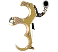 ZFFOZZ Aiuto per Il Rilascio dell'Arco 3 o 4 Dita in Lega Alluminio-Rame, Ausili per Il Rilascio di Archi Compound, Grilletto Manuale a Pollice per Accessori da Caccia con L'Arco(Brown)