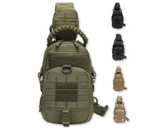 ZFFOZZ Borsa a Tracolla, Marsupio da Campeggio Impermeabile Sistema MOLLE Borse a Tracolla per Escursionismo Arrampicata Ciclismo Pesca(Green)