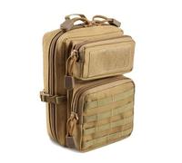 ZFFOZZ Borsa Tattica Impermeabile Molle, Compatta Portautensili edc Mini Marsupio Multiuso Tracolla e Due Anelli a D(Kahki)