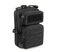 ZFFOZZ Borsa Tattica Impermeabile Molle, Compatta Portautensili edc Mini Marsupio Multiuso Tracolla e Due Anelli a D(Black)
