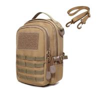 ZFFOZZ Borsa Tattica Molle Piccola, Borsa Portautensili Tattica EDC Compatta Multiuso Zaino D'assalto Con Tracolla(Brown)