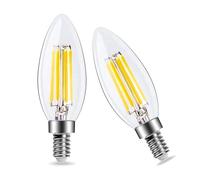 ZFFOZZ Confezione da 2 Lampadine LED a Candela C35-4W, 3000K/6000K (equivalenti a 40W), 470lm/550l Compatibili con Lampadari e Ventilatori da Soffitto(White)