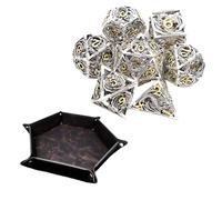 ZFFOZZ Dadi Drago Bianchi e Dorati da 7 Pezzi, Poliedro Cavo, Compatibili con Giochi di Ruolo da Tavolo e Giochi di Carte