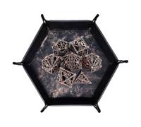 ZFFOZZ Dadi in Metallo a Forma di Teschio Rosso e Argento da 7 Pezzi, Poliedro Cavo, Compatibili con Giochi di Ruolo da Tavolo e Giochi di Carte