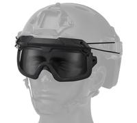 ZFFOZZ Occhiali Airsoft Split Two Modes, Accessori per Casco Tattico Veloce, per Attrezzatura da Caccia, Clip per Guida Alare Fibbia di Montaggio(Black,Black lenses)