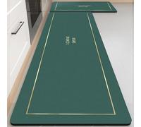 ZFFOZZ Tappetino da cucina e moquette, imbottitura morbida in fango di diatomee e antiscivolo impermeabile confortevole progettato per pavimenti di cucine e uffici(Dark green,18 * 28in+18 * 59in)