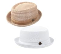 ZffXH Cappelli da uomo a forma di torta di maiale, 2 pezzi, cappello estivo a bombetta in rete, fresco e rinfrescante, per feste in spiaggia, per feste in barca, Porkpie Breaking Bad cappello in