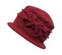 ZffXH Cappello Donna Anni 20, Bordeaux Donna Pile Floreale Secchiello Cloche Cappello Inverno 20s Donne Bowler Chiesa Derby Secchiello Vintage cap