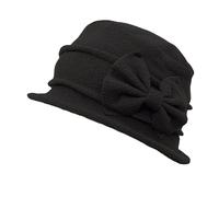 ZffXH Cappello Donna Anni 20, Nero Donna Pile Floreale Secchiello Cloche Cappello Inverno 20s Donne Bowler Chiesa Derby Secchiello Vintage cap