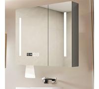ZFGOJNBH Armadietti per medicinali Illuminati per Il Bagno con luci LED e Spazio di archiviazione, armadietto per medicinali in Legno a Parete con antiappannamento, Specchio per Il Bagno con luci a 3