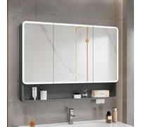 ZFGOJNBH Armadietto con Specchio per medicinali in Alluminio con luci, armadietto con Specchio per Bagno antiappannamento Intelligente, armadietto con Specchio per Il Trucco Intelligente a LED con RI